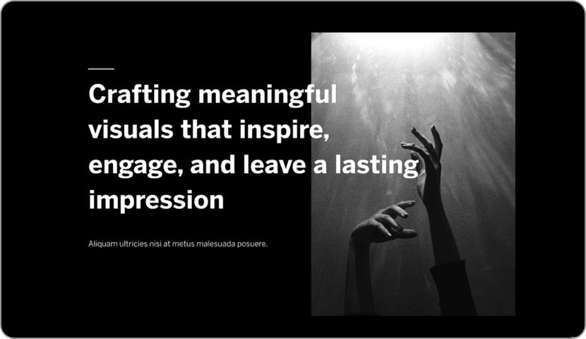 Black and white photo of reaching hands; text overlay: Crafting meaningful visuals that inspire, engage, and leave a lasti...